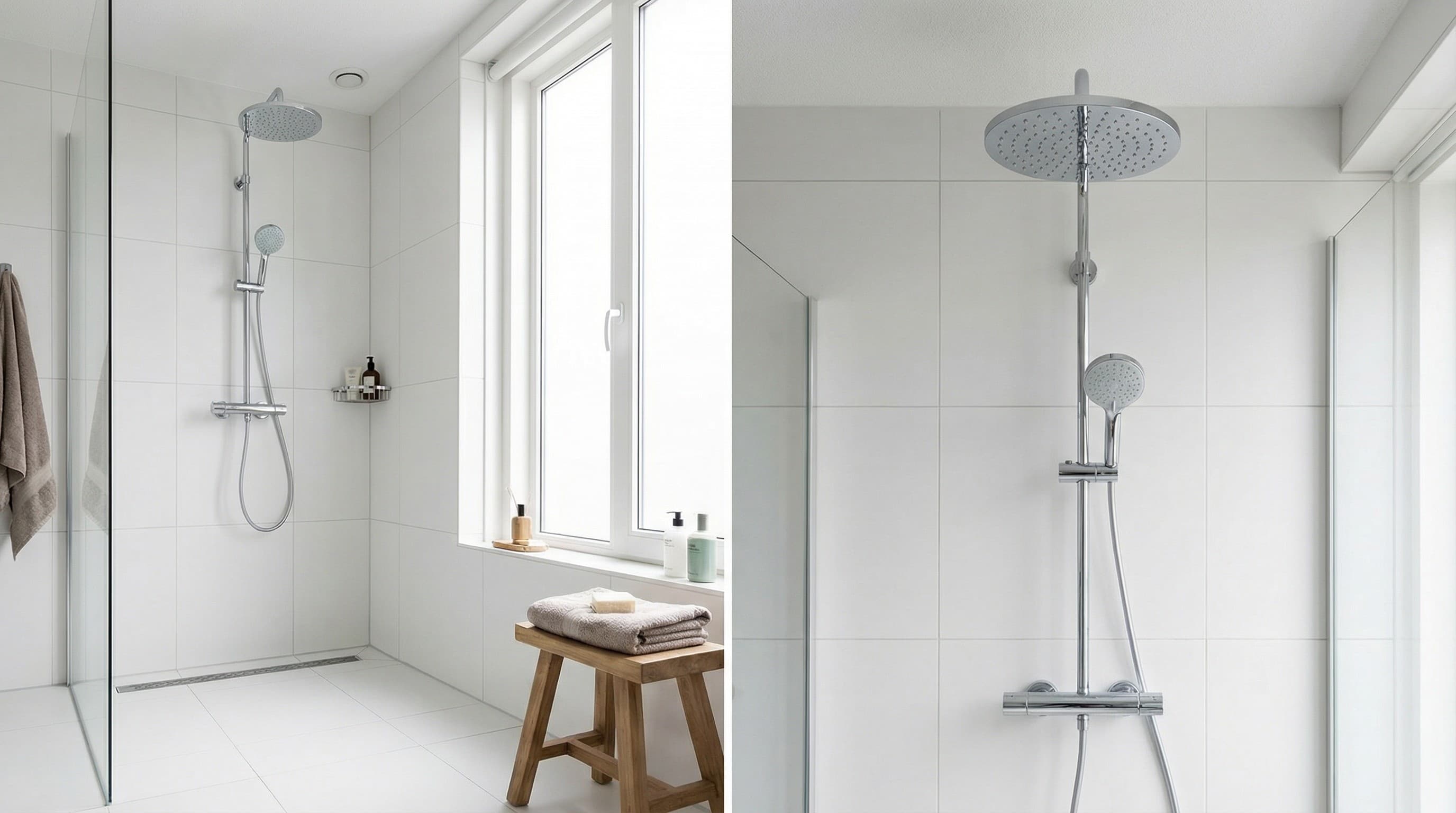 Walk-in douche met regendouchekop