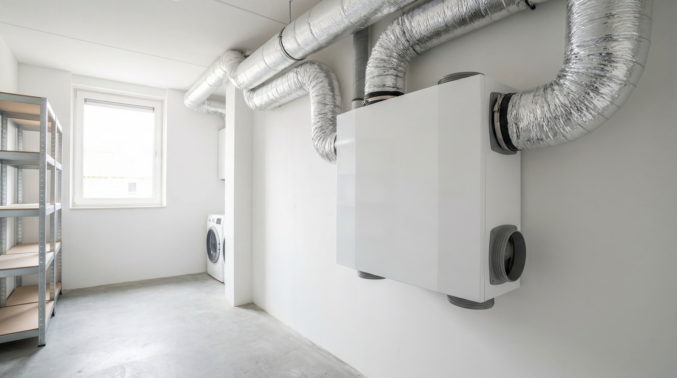 Mechanische ventilatie unit installatie in woning